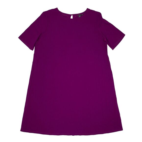 Eileen Fisher Made in USA Oversized Mini Dress Dark Purple Wine Women Size M - Picture 1 of 8